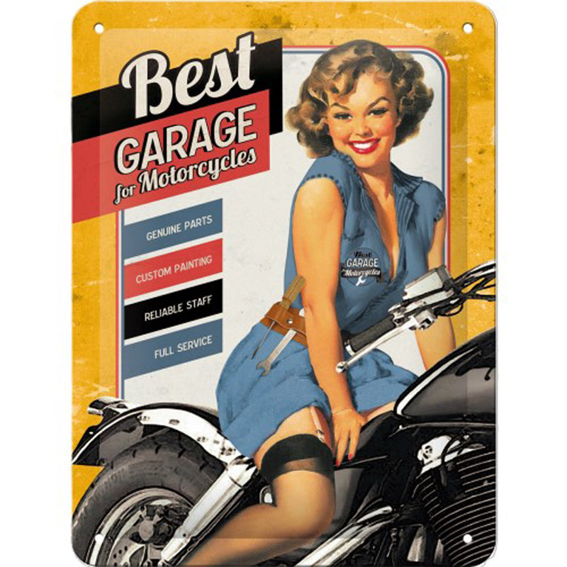 Yellow Nostalgic-Art Small Best Garage Sign (15x20cm)