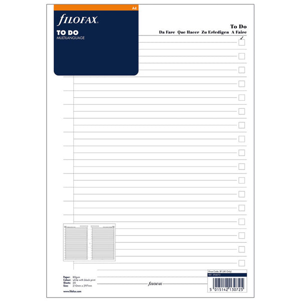 Filofax A4 To Do Refill