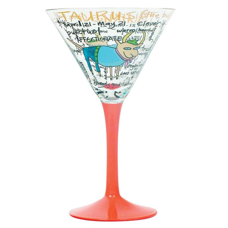 Zodiac Hand-Painted Martini Glass