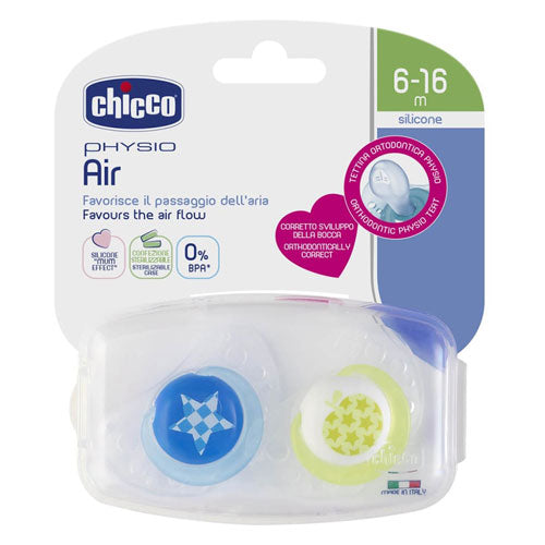 Chicco Physio Air Silicone Soother 6-16 Mos 2pk