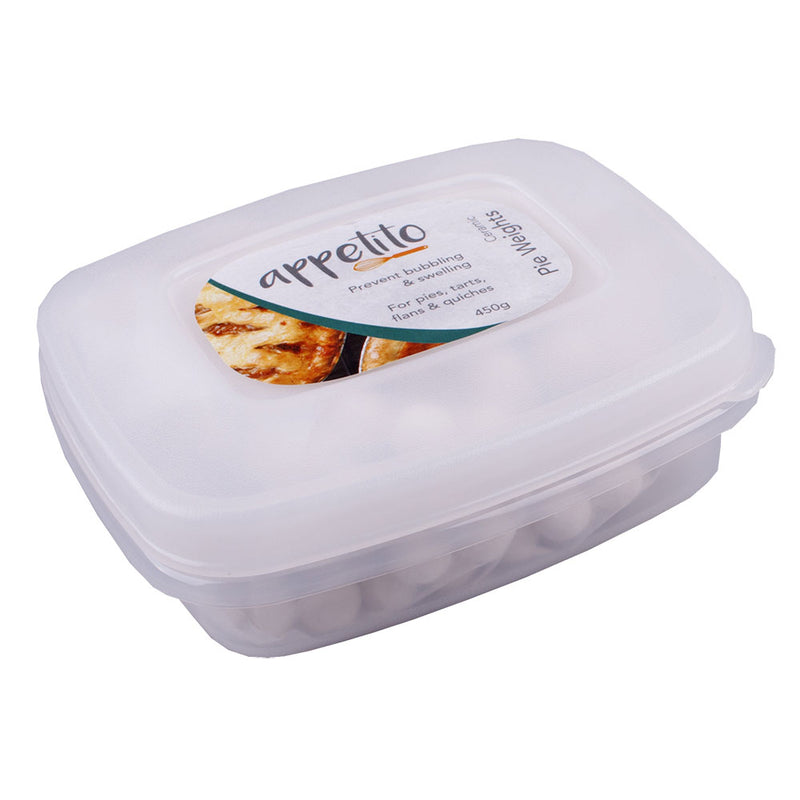  Pesas de cerámica para tartas Appetito en recipiente reutilizable (blanco)