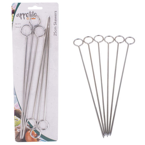 Appetito Chrome Skewers (Set of 6)