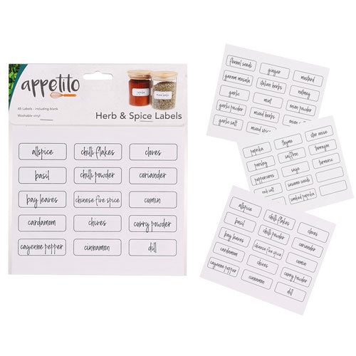 Appetito Herb & Spice Labels (Pack of 45)