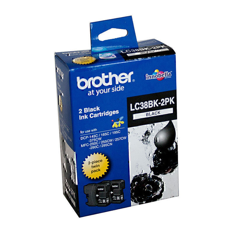 Brother LC38 Cartridge Twin Pack (noir)