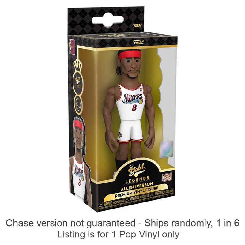 NBA: 76ers Allen Iverson Vinyl Gold Chase expédie 1 sur 6