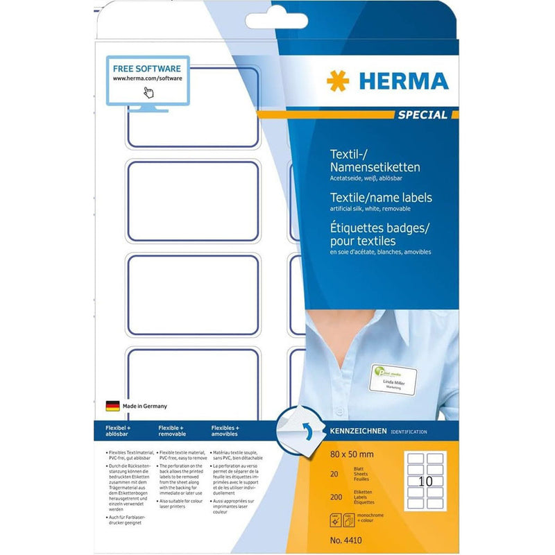 Herma Coloured Textile/Name Labels A4 20pc (80x50mm)