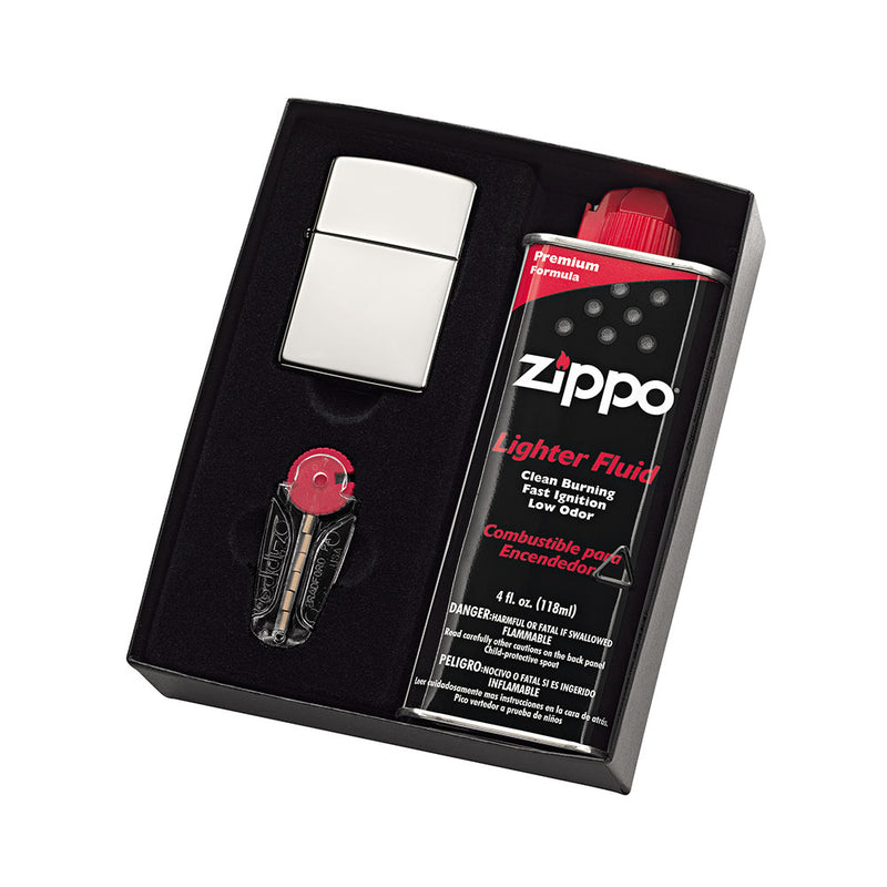 Zippo Lighter with Fluid and Flints Gift Pack