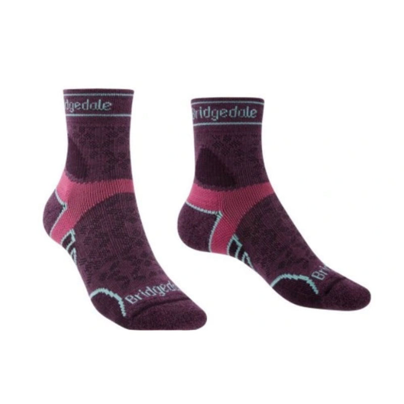 Chaussettes légères T2 3/4 Crew en mérinos pour femmes (Damson)