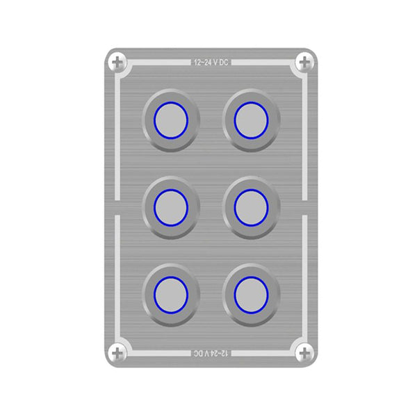 6-Way Stainless Illuminated Switch Panel (Blue)