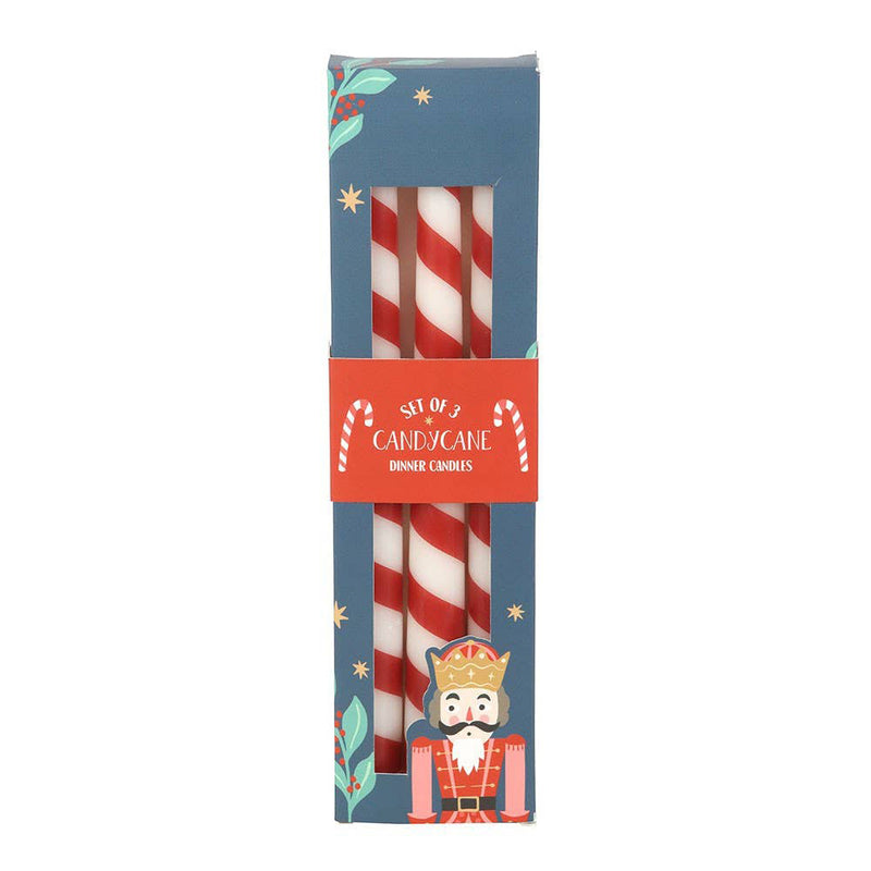 Candy Cane Stripe Taper Candles (Set of 3)
