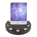 Black Flower of Life Crescent Moon Wooden Tarot Card Stand