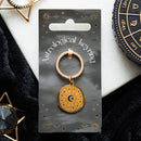 Astrology Wheel Gold Tone Metal Keyring