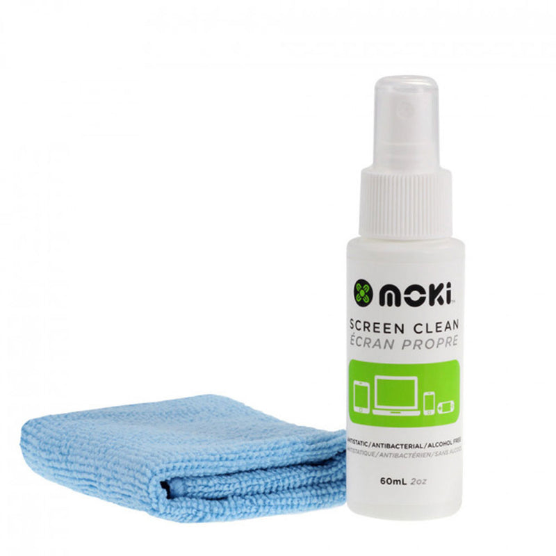 Spray de nettoyage d'écran Moki avec tissu microfibre
