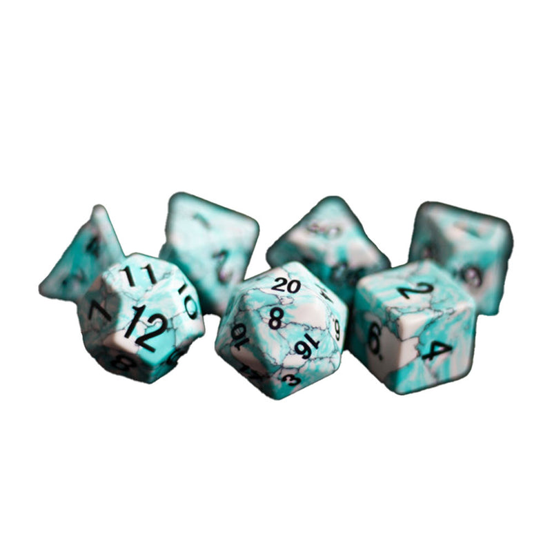 MDG Synthetic Polyhedral Dice Set 16mm (Blue Turquoise)