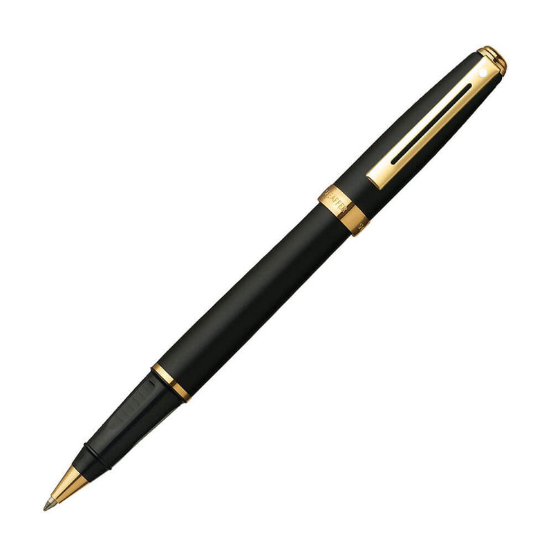  Bolígrafo Prelude negro mate/chapado en oro de 22 quilates