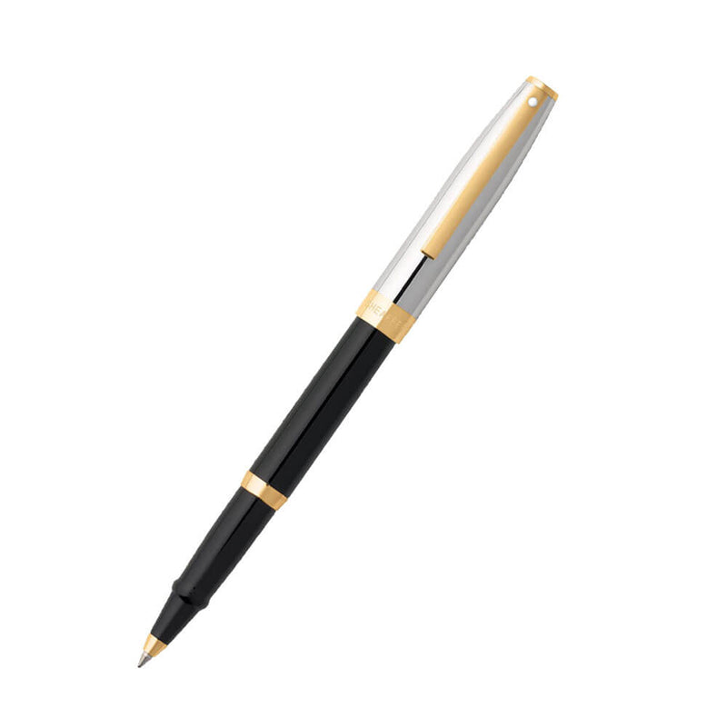  Bolígrafo Sagaris con adornos en negro/cromado/dorado