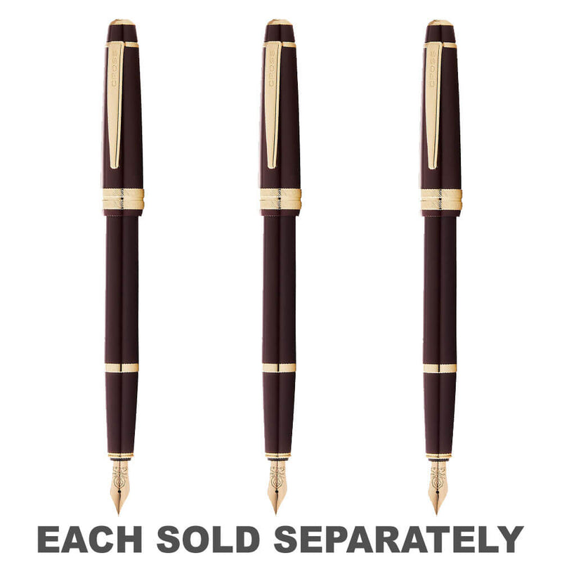 Bailey Light Gloss Fountain Pen (Burgundy Red/Gold)