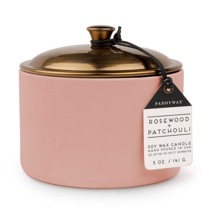 Hygge Rosewood Patchouli Candle em cerâmica (blush)