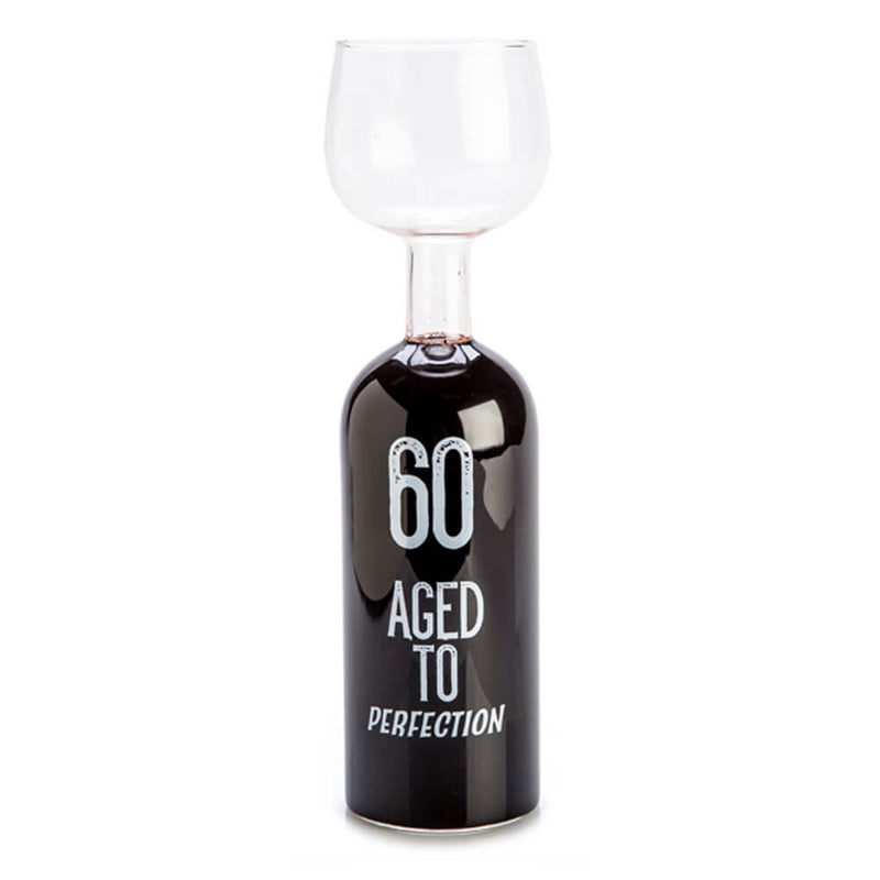 Feliz cumpleaños botella de vino copa