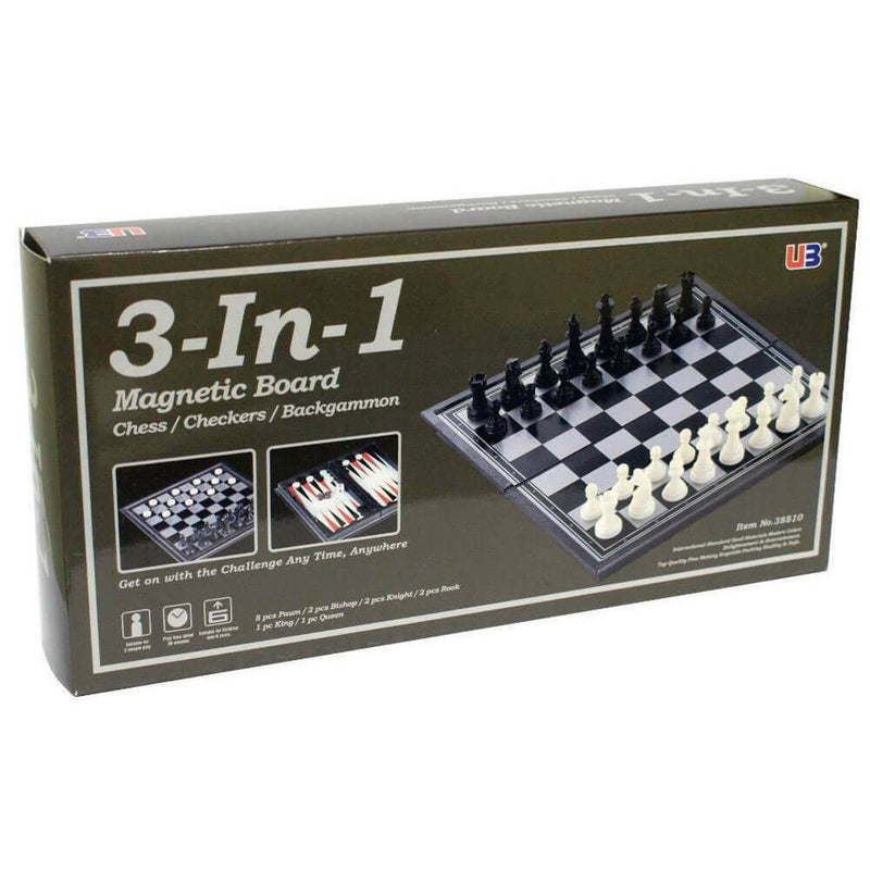 Magnetic Games 3-in-1 Magnetic Chess/Checkers 10"