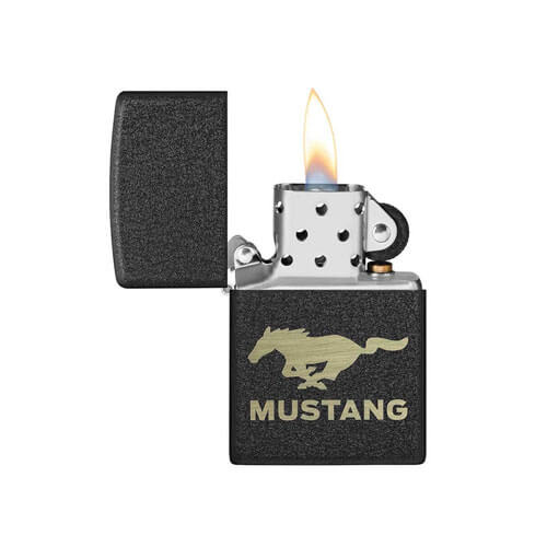 Zippo Ford Mustang Black Crackle Lighter