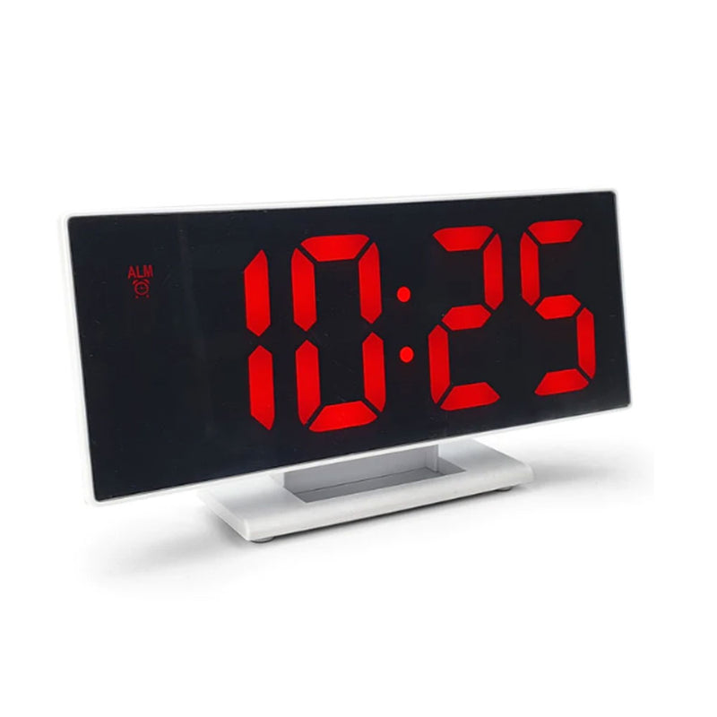  Reloj despertador LCD con cara espejada de 19 cm
