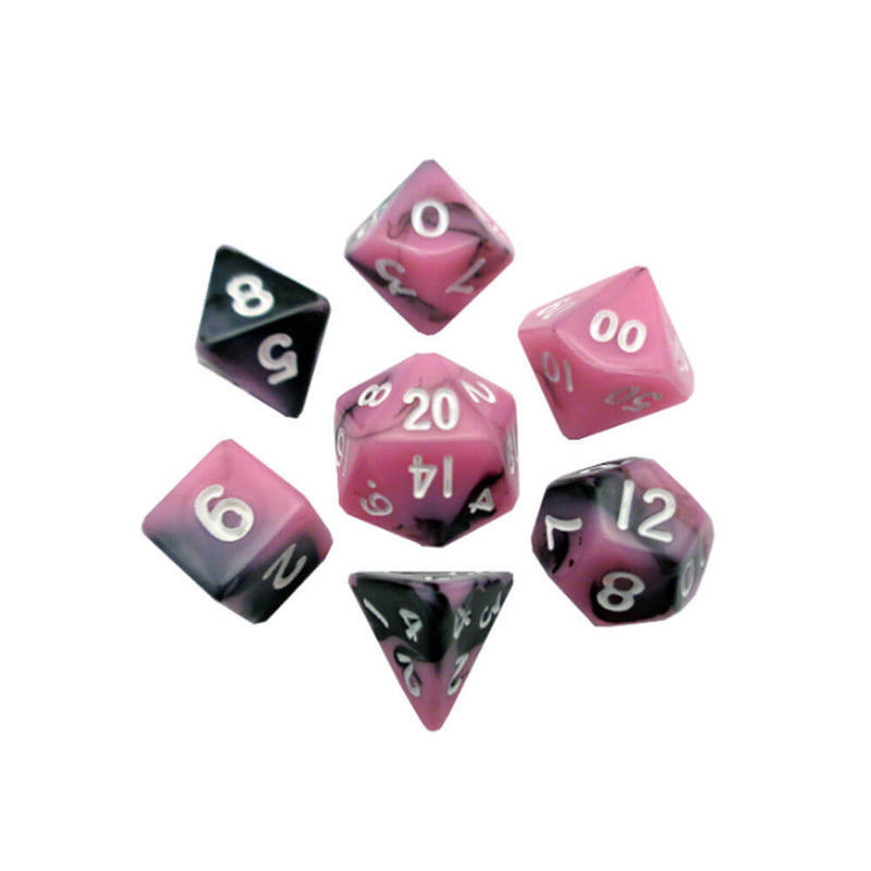 MDG Mini Poly Dice Set (W/ White No.)