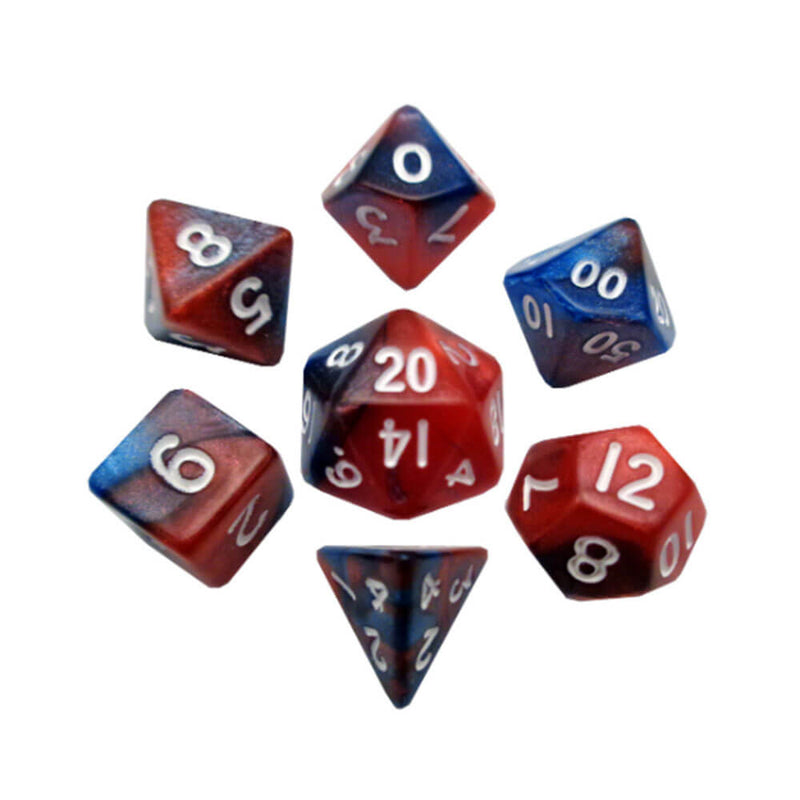 MDG Mini Poly Dice Set (avec n° blanc)