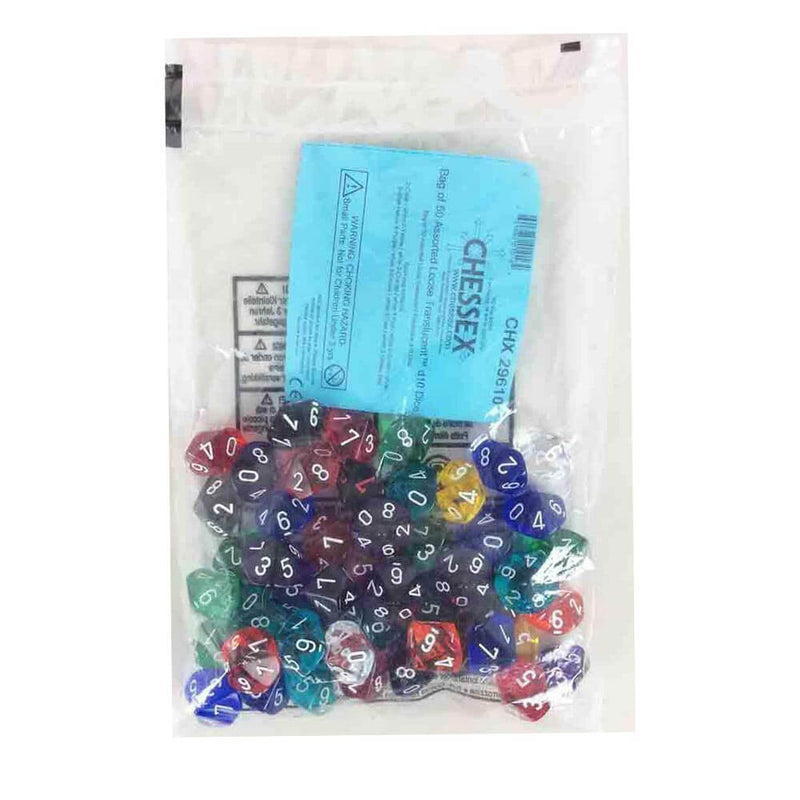 D10 Dice Assorted Loose Polyhedral (50 Dice)