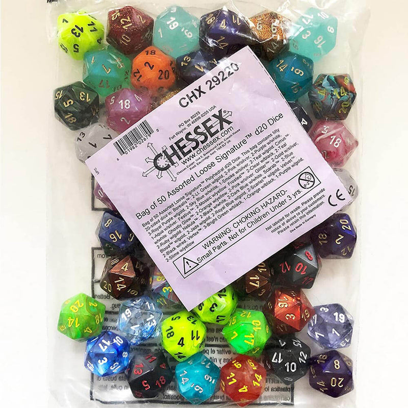 DICE D20 variado poliedral solto (50 dados)