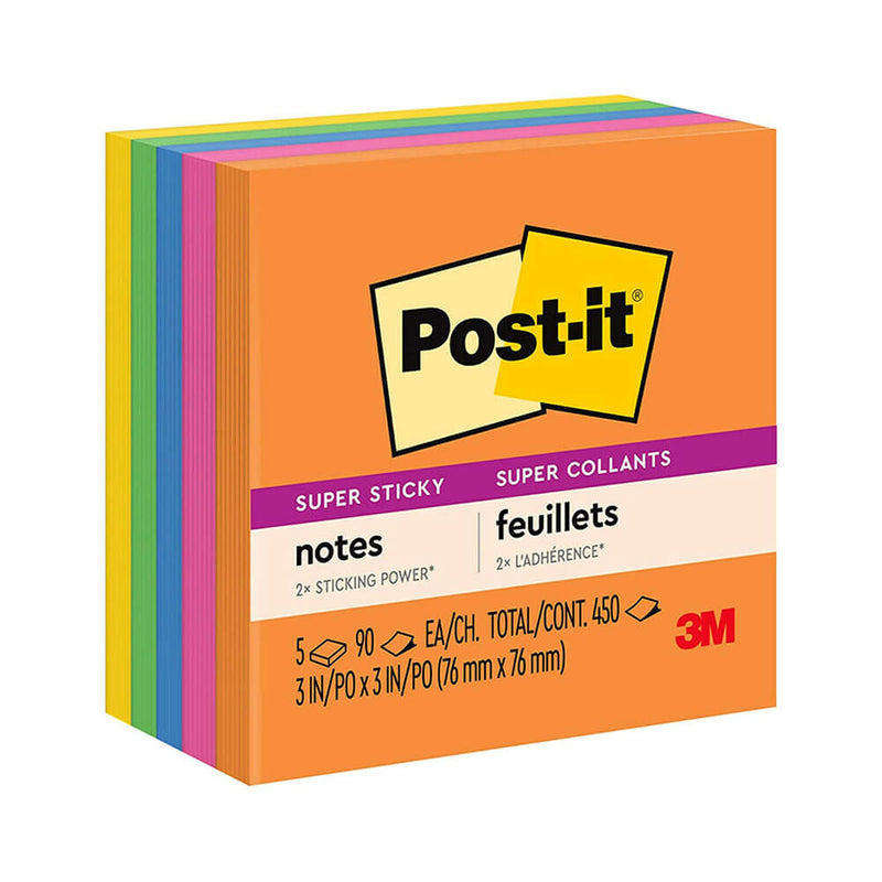  Notas Post-it súper adhesivas 76x76 mm (paquete de 5)