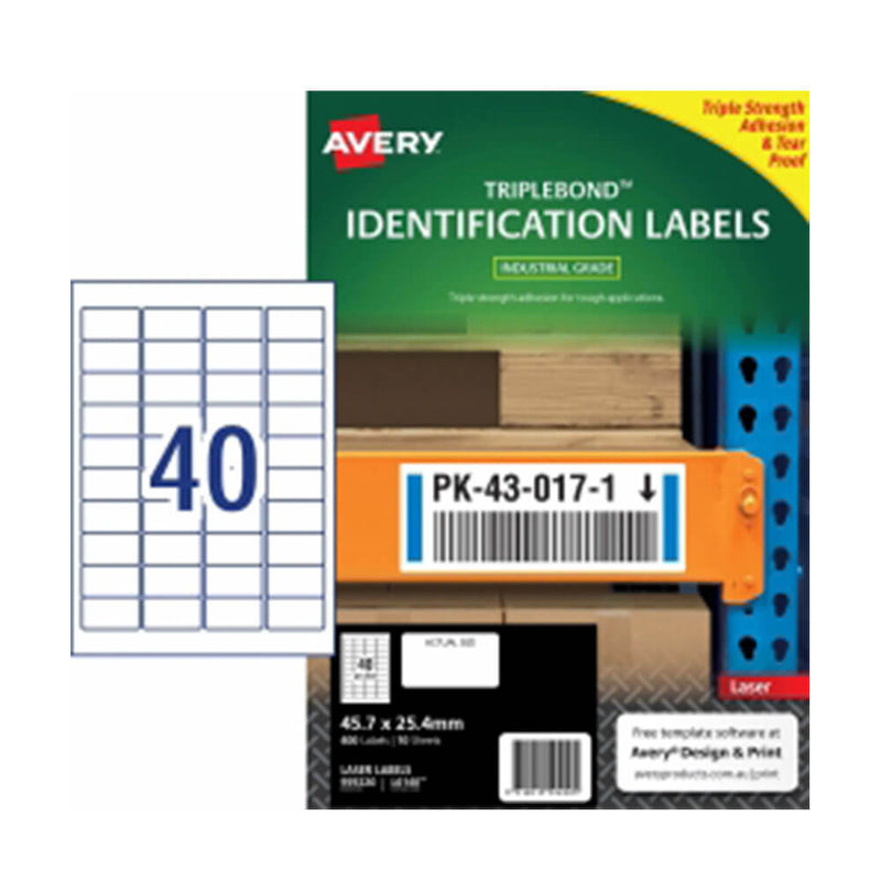 Lot de 10 étiquettes laser Avery Triplebond