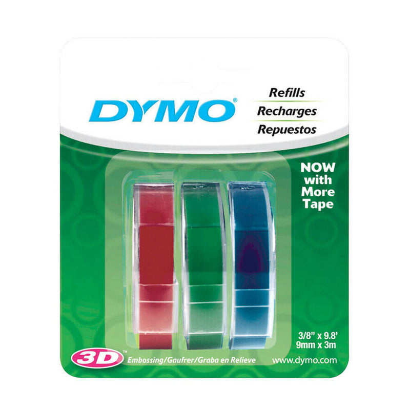 Etiqueta de fita de relevo Dymo 9mmx3m (3pk)