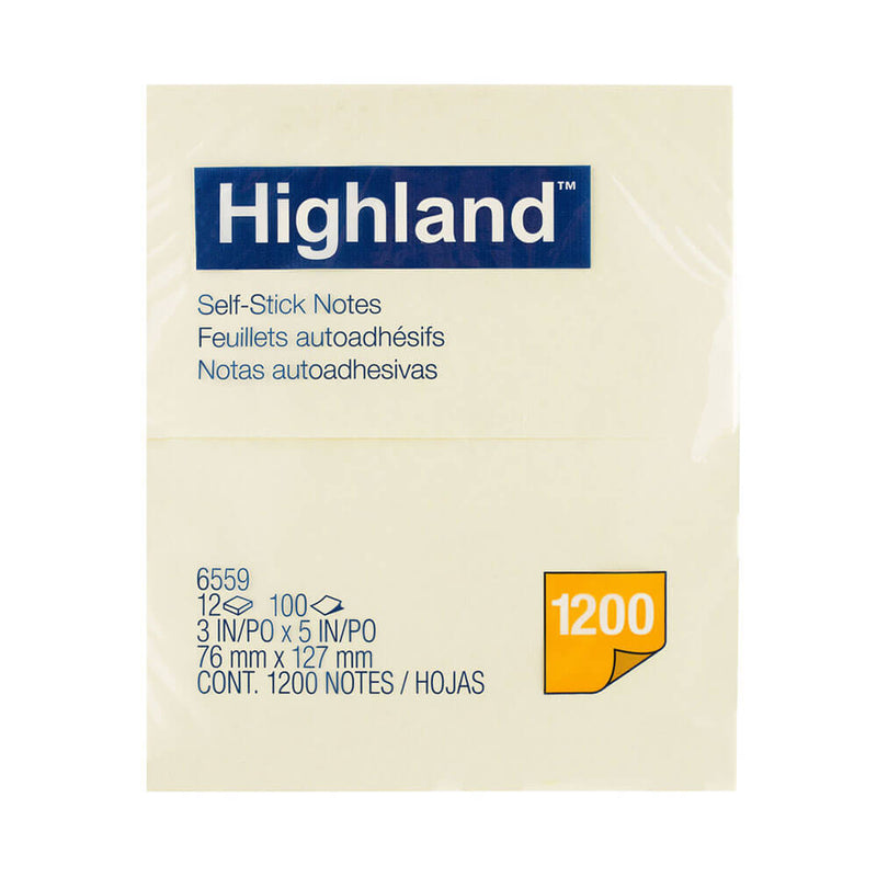  Notas adhesivas Highland amarillas, paquete de 12