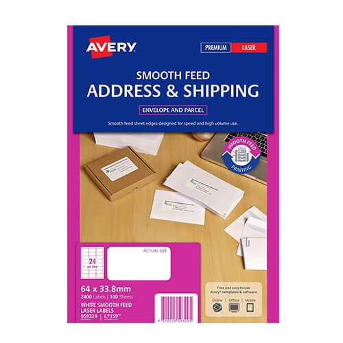 Avery Smooth Feed Laser Label 100pk