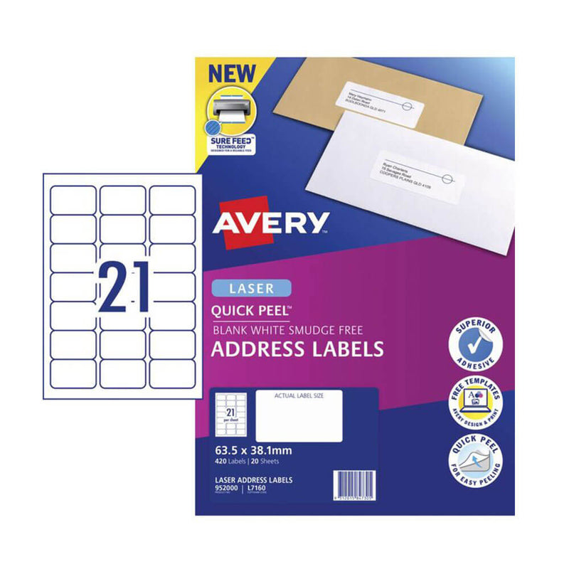 Rótulo Avery Laser Retail Pack (20pk)