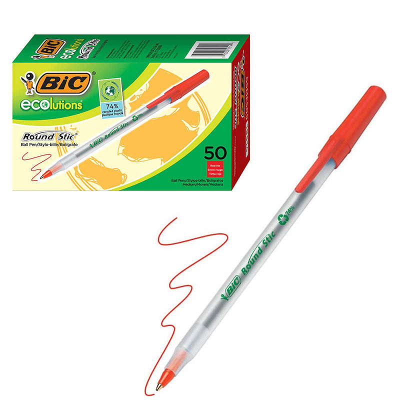 Stylo bille Bic Ecolutions Round Stic 1.0mm 50pk