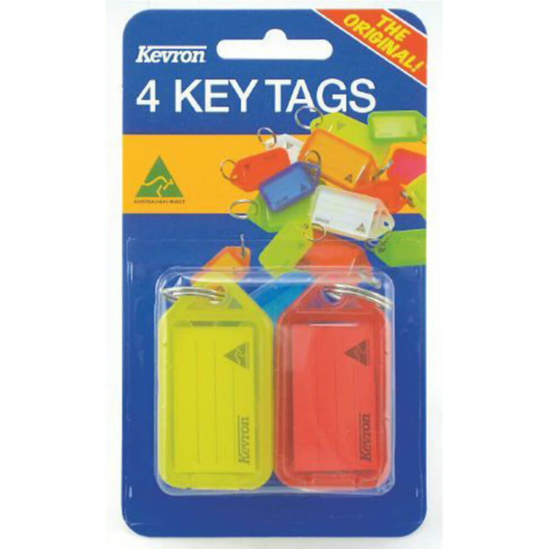  Etiquetas para llaves Kevron, paquete de 4 (56 x 30 mm)