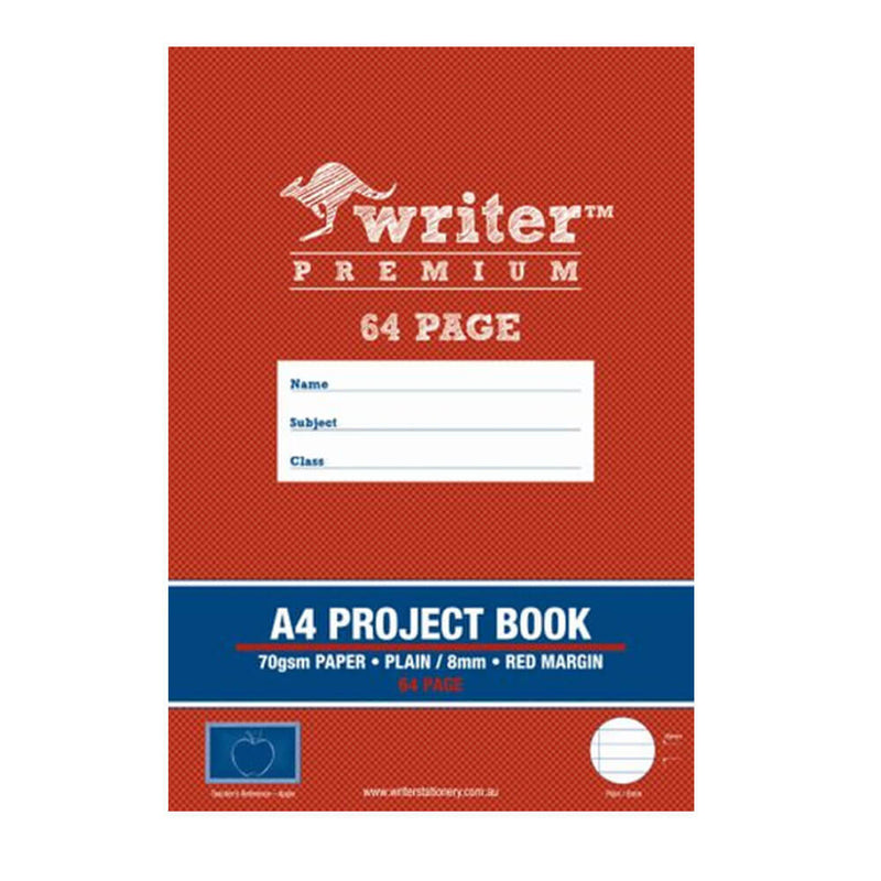  Writer Premium Libro de proyectos liso y rayado, 8 mm, A4