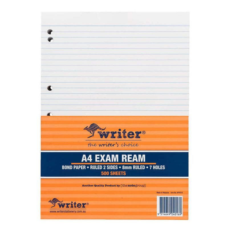 Papel de examen Writer A4 rayado de 8 mm con margen (55 g/m2)