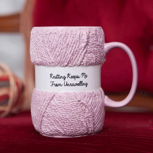 Knitting Keeps Me from Unravelling Knitting Yarn Mug